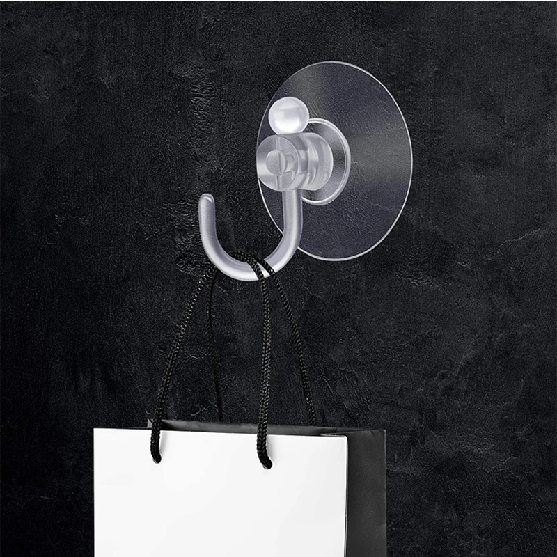 

45mm Plastic Perforated Clear Suction Cup Hook Kitchen Bathroom No Trace Vacuum PVC Suction Cup Hook Bestseller