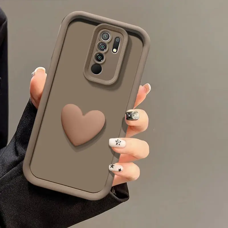 Redmi 9 3D Love Heart Matte Phone Case For Xiaomi POCO M2 Case On Xiaomi Redmi 9PrimeSoft Slicone Cover