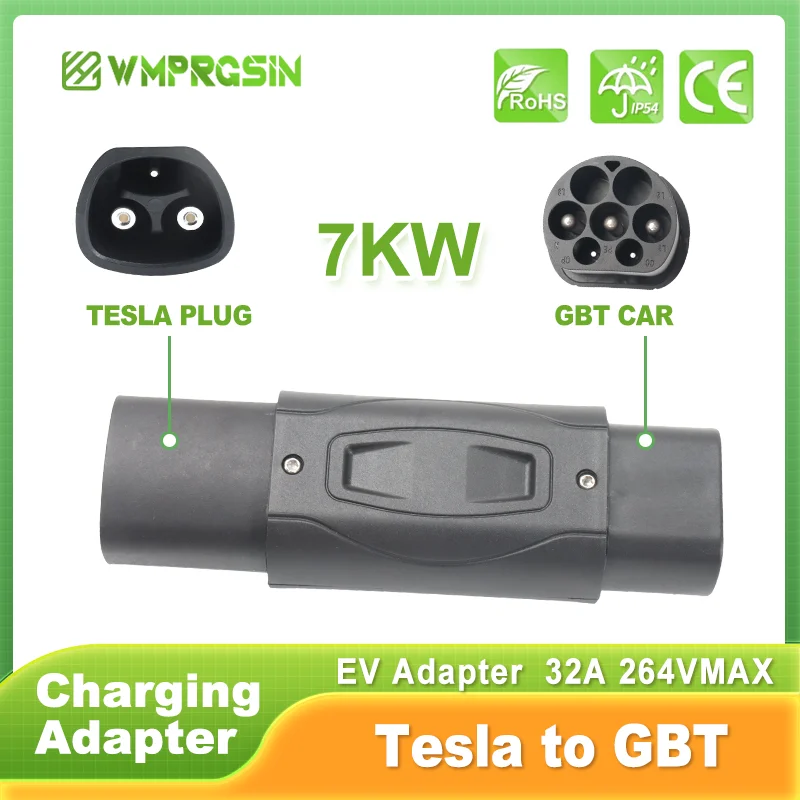 

For GBT car BYD JAC in Mexico national Tesla charging stations Electric Car 250V EV Charger 32A 7KW Tesla To GBT Adapter