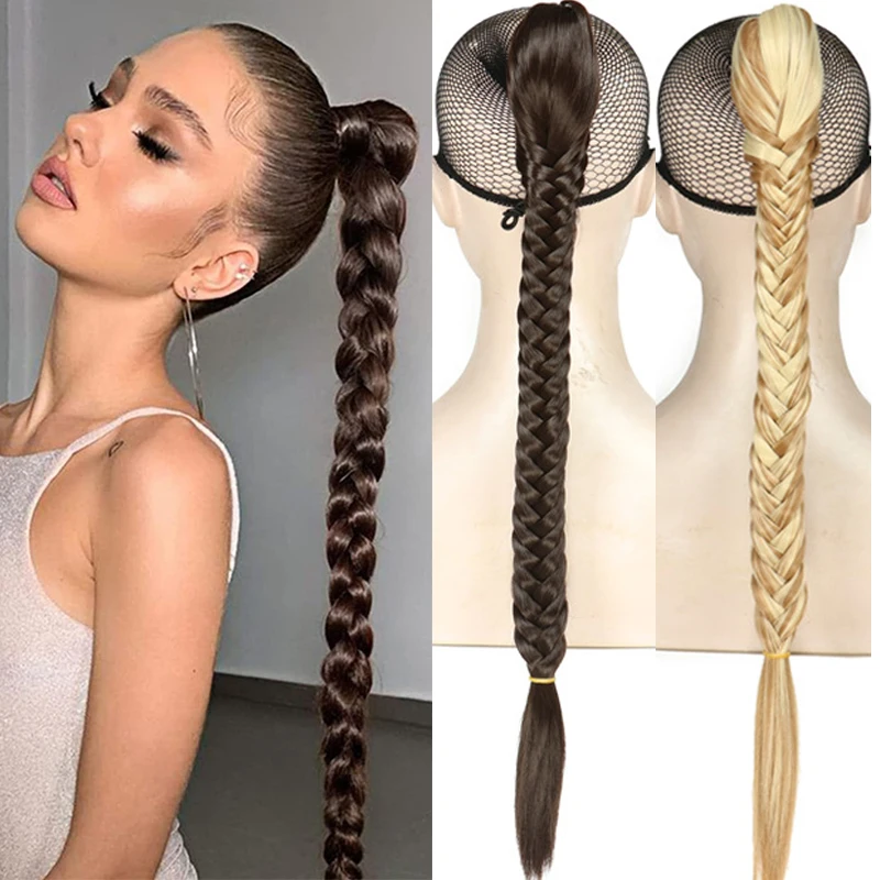 

Synthetic Fishbone ponytail Claw Clip On Ponytail Hair Extension 24inches Long For Women in a Party