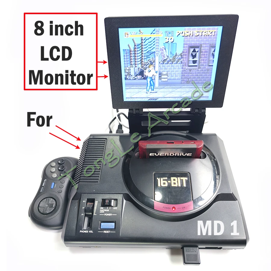 

8 INCH 4:3 LCD SCREEN, Portable Display , Foldable Mini Monitor with High Fidelity Stereo, for SG MD 1 / 2 AND GN Game Console