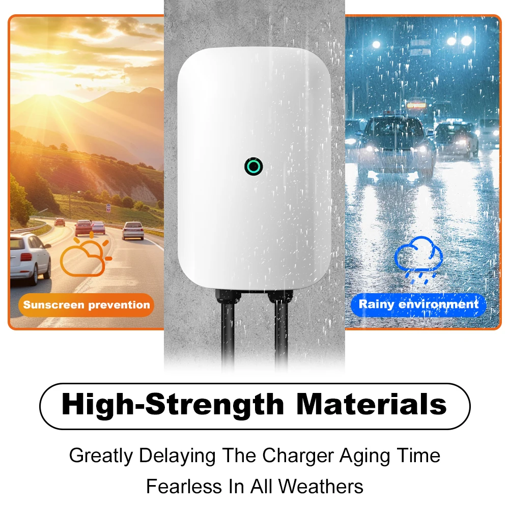 JDMEX EVSE Wallbox شاحن EV Type2 32A 7KW IEC62196-2 التوصيل والتشغيل محطة شحن السيارة الكهربائية شاحن سيارة بطول 5 متر