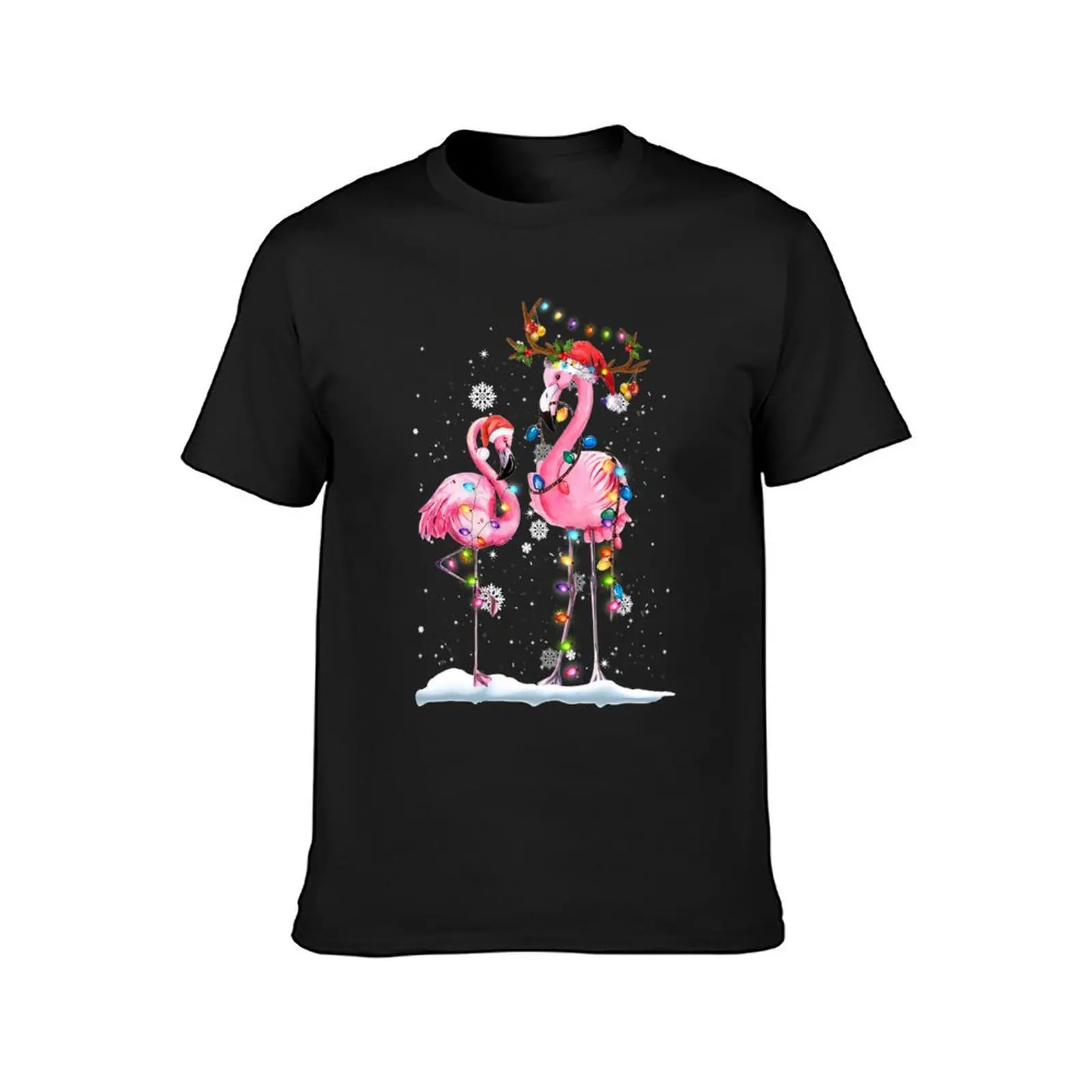 Christmas Flamingo Santa Hat Xmas Lights Flamingo Lovers Ugly Holiday Sweater Sweatshirt T-Shirt blanks men clothings