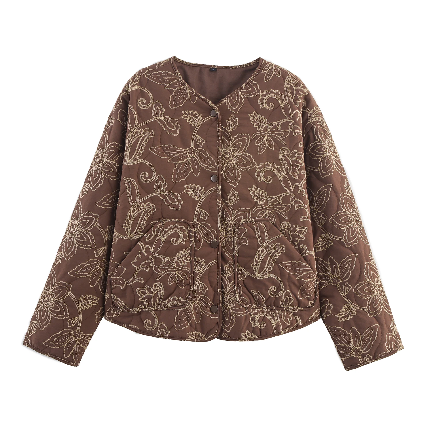 

Women's clothing autumn new products, versatile casual and fashionable quilted embroidered jacket, thin cotton jacket