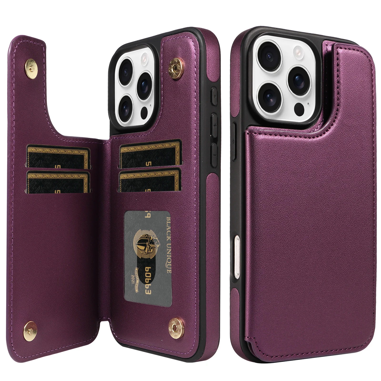 Flip-Wallet-Handyhülle für iPhone 18 Pro Max 17 16 Pro 15 Plus 14 13 12 11 RFID-Schutz mit Kartenfach Luxus-Schutzhülle – Detail 1