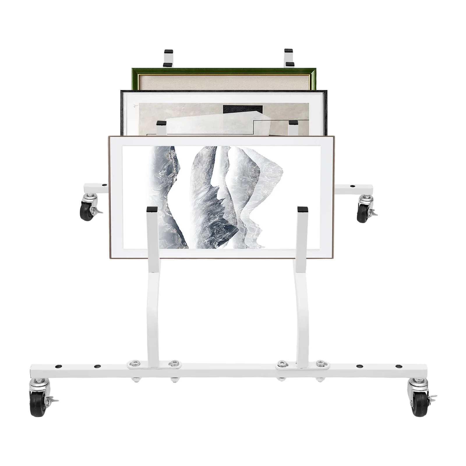 عائلة الصورة/قماش تخزين رف شاشة عربة قابل للتعديل بلاط عينة عرض الرف 10 فتحة عرض موقف مع عجلات #5