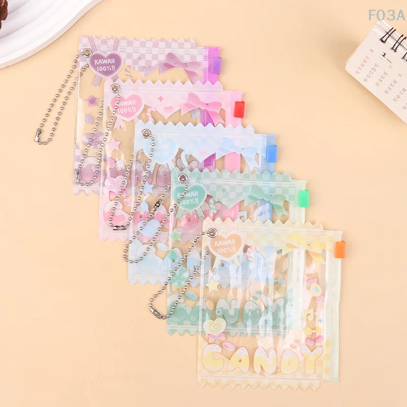 1Pc Cute Cartoon Transparent Bag 58MM-75MM Props Badge Storage Display Bag Protective Shell Card Bag Cover Candy Bag