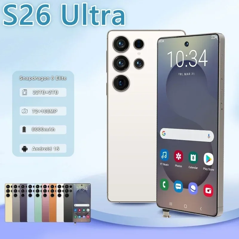 

HOT 2025 New S26 Ultra Original Intelligent 5G Dual Card Dual Standby 108MP 8000mAh Battery Android 14 System Global Version