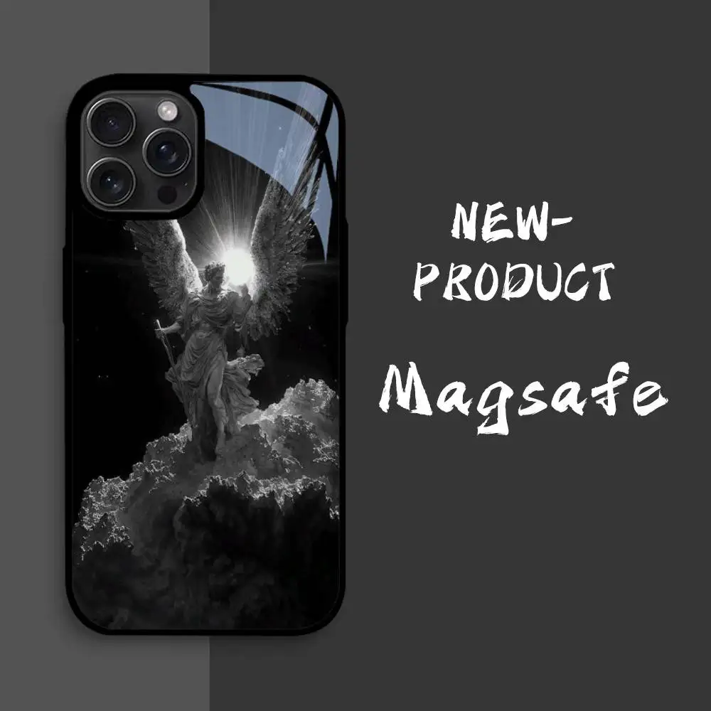 Super fajne luksusowe etui na telefon Black Angel Death Demon dla IPhone16 15 14 13 12 11 Pro Xs Max Mini XR X 7 8 Plus Luxury Mirror Har