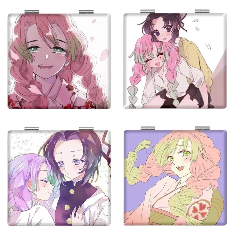 7×6cm Demon Slayer, Kimetsu no Yaiba, Folding Double-sided Makeup Mirror, Anime Cute, Portable Travel, Girls, Magnifying, Square