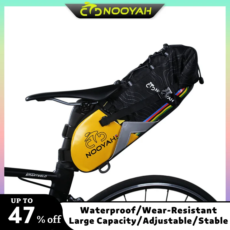 

NOOYAH Bike Bag Bike Saddle Bag MTB Road Cycling Tail Pack Waterproof Reflective Bag Bike Accessories Can Be Used as Fender