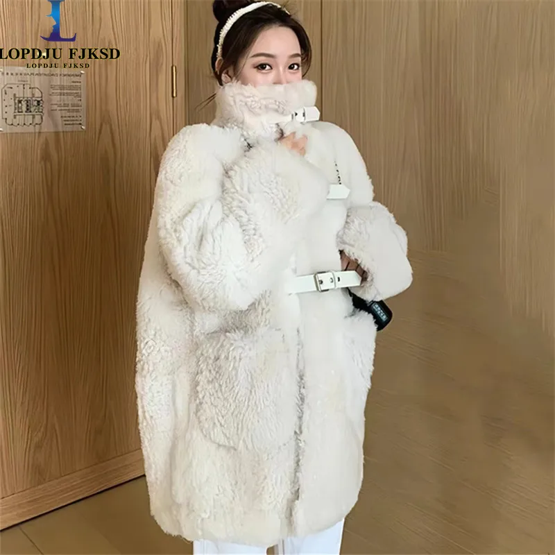 Women's Faux Fox Fur Coats,Single Breasted Cotton Jacket,Female Loose Thicken Warm Clothes,High Quality ,Winter ,2024