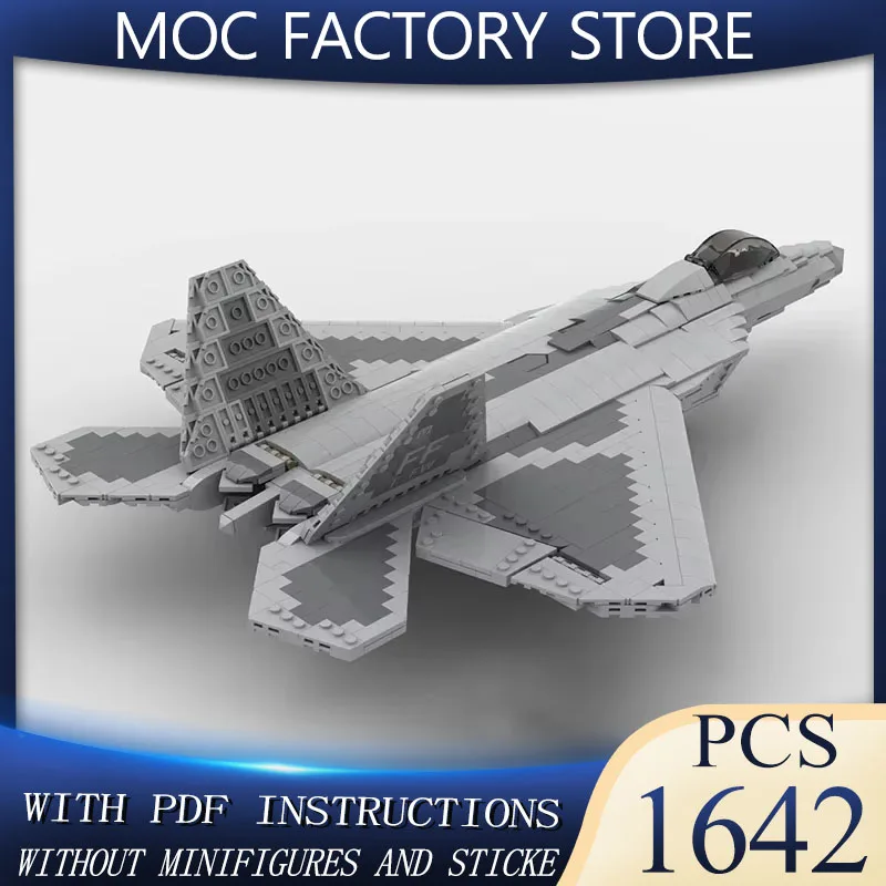 

Строительные блоки Moc в стиле милитари, масштаб 1:35, модель F-22, модель Raptor, технология самолета, кирпичи, сделай сам, сборка, истребитель, игрушка для