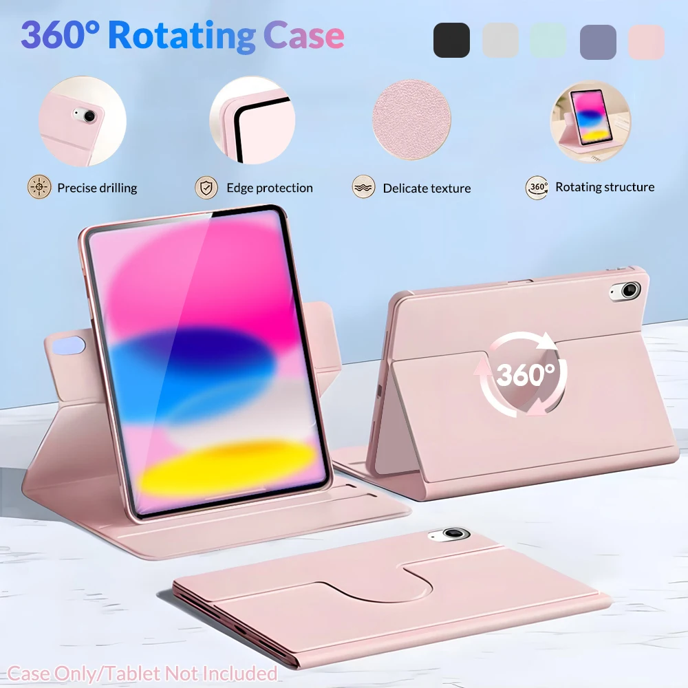 360° Rotating Tablet Case For iPad A16 10/11/12th 7/8/9th Generation Air 11 Mini 6 7, Rotate in any direction, Soft Silicone