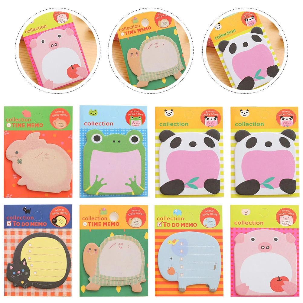

12 Sets Animal Assorted Color Memo Stickers Pads Cute Office Paper File