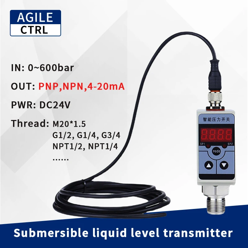 Industrial Electronic NPN PNP Pressure Switch Automatic Water Pump Pressure Controller Switches for Mechanical Hydraulic System