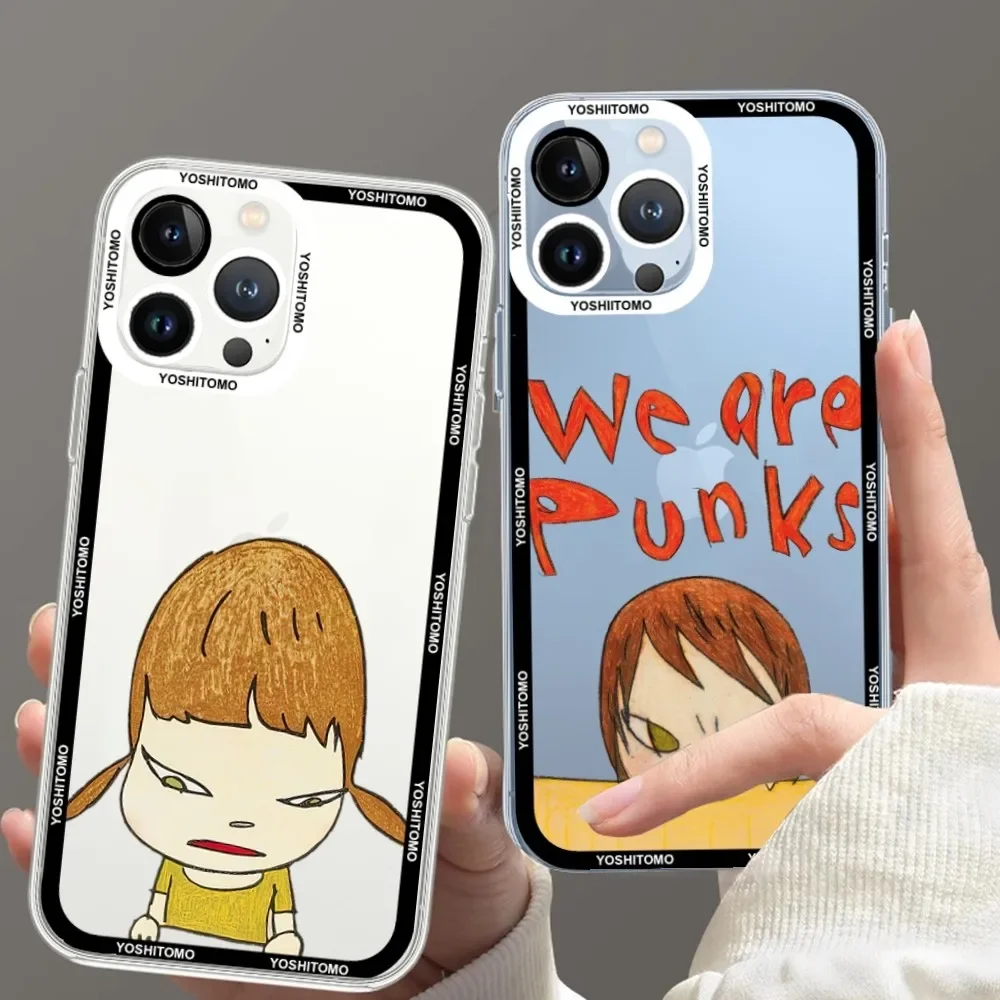 Art Cartoon Aesthetic Yoshitomo Nara Phone Case For Samsung S20 S21 S22 S23  Ultra Plus S10 Transparent Border Shell