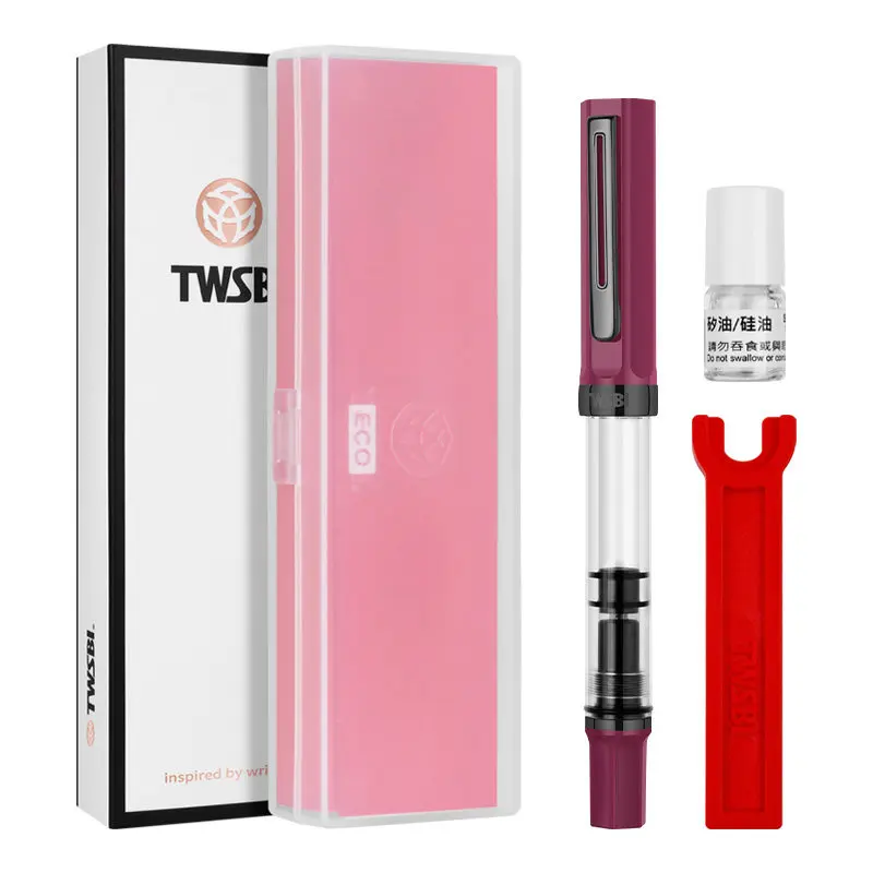 Plum Black! Original TWSBI ECO Piston Transparent Resin Fountain Pen Holder Large Capacity Ink Storage Writing Business Gift