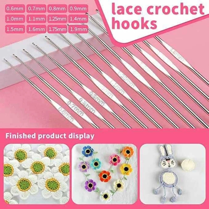 Kits crochê para iniciantes ganchos crochê lã multicolor