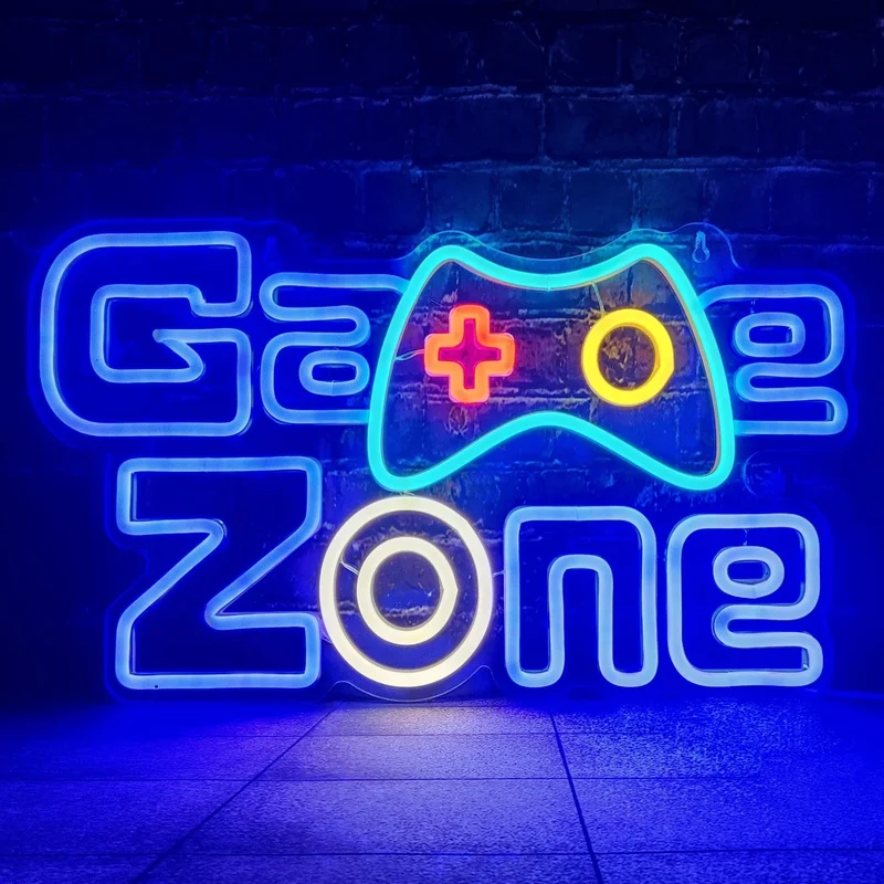 Gaming Zone Neon Sign LED Lights For Wall Decor USB Powered Lamp Bedroom Bar Shop Game Room Man Cave Signs Gift For Game Lover