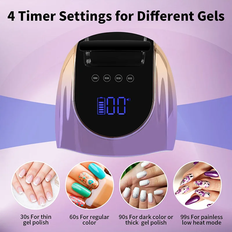 96 واط قابلة للشحن مسمار الأشعة فوق البنفسجية مصباح مع بطارية 19200 مللي أمبير اللاسلكية هلام البولندية مجفف مع مقبض اللاسلكي مسمار الأشعة فوق البنفسجية LED مصباح