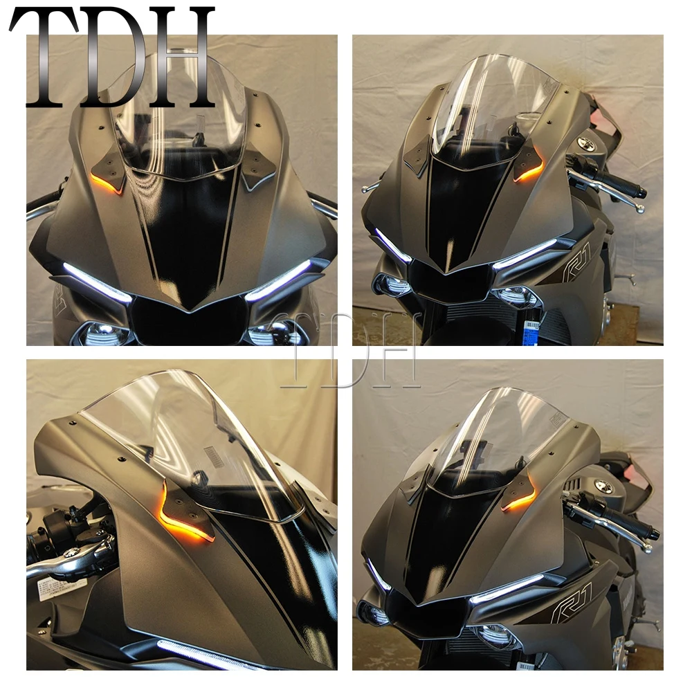 Blocco specchio moto Off LED parabrezza indicatori di direzione montaggio lampada per Yamaha YZF R1 R1S R1M 2015 2016 2017 2018 2019