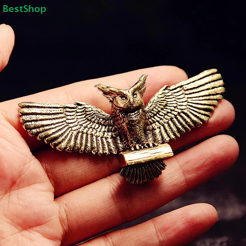 〔R〕Brass Solid Eagle Desktop Tea Pet Ornament (Dapeng Spreading Its Wings)-Creative Home Craft Decor for Office & Living Room