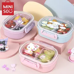 MINISO Sanrio Kuromi Cinnamoroll Fruit Box Children Portable Spring Outing Separated Fresh-keeping bento box lunch box for kids