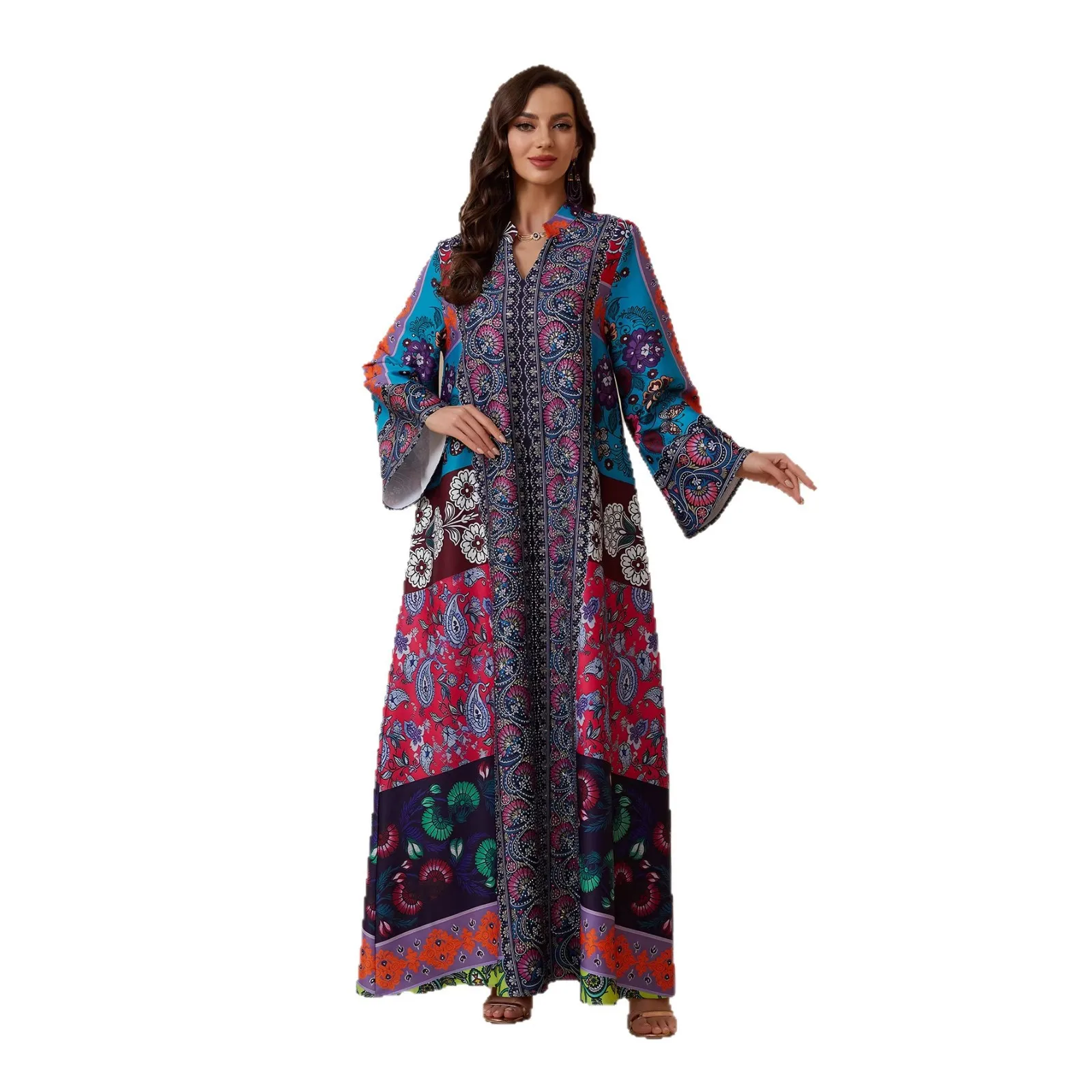 Eid Party Dress Muslim Women Abaya Vestidos Largos Ramadan Print Diamond Morocco Prayer Caftan Robe Abayas Dubai Longue 2026