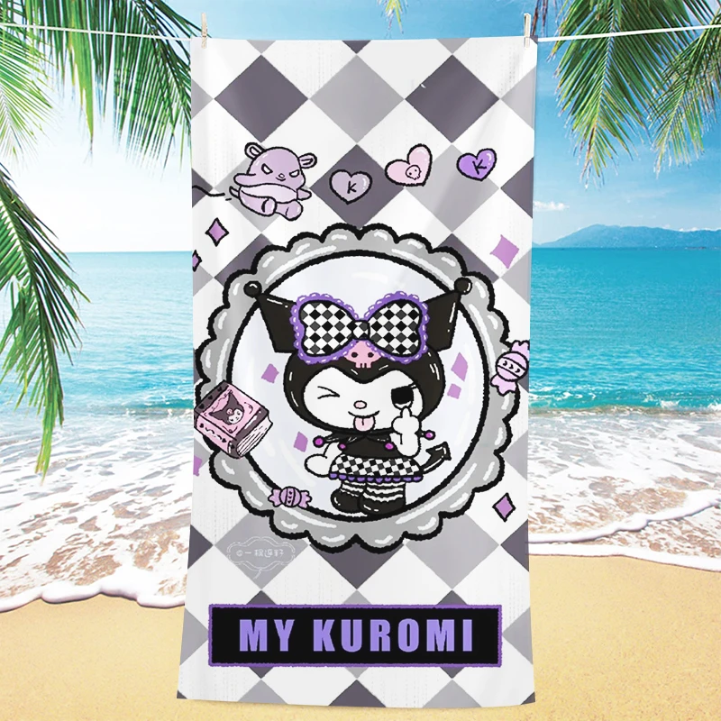 

Beach Towel My Kuromi Hippie Funny Soft Comfortable Cute Microfiber Material Hotel Bathroom Seaside Bath Towel