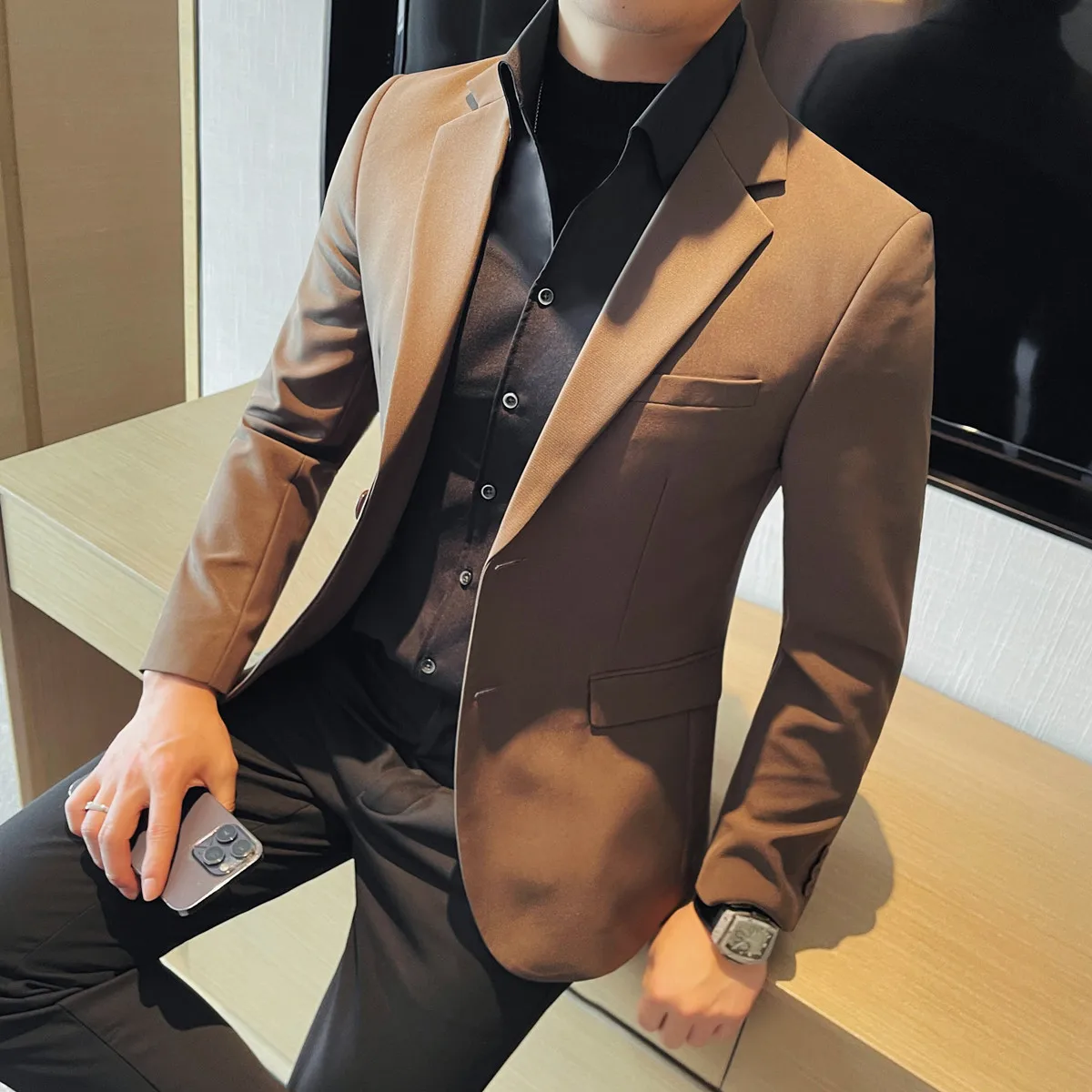 

Brand Detachable Shirt Suit Jacket Men's Spring Autumn Korean Slim Fit Casual Business Blazer Wedding Groom Costume Homme 2025