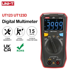 UNI-T UT123 UT123D Mini Digital Multimeter Temperature Tester Data AC DC Voltmeter Pocket Voltage Ampere Ohm Meter Auto Range