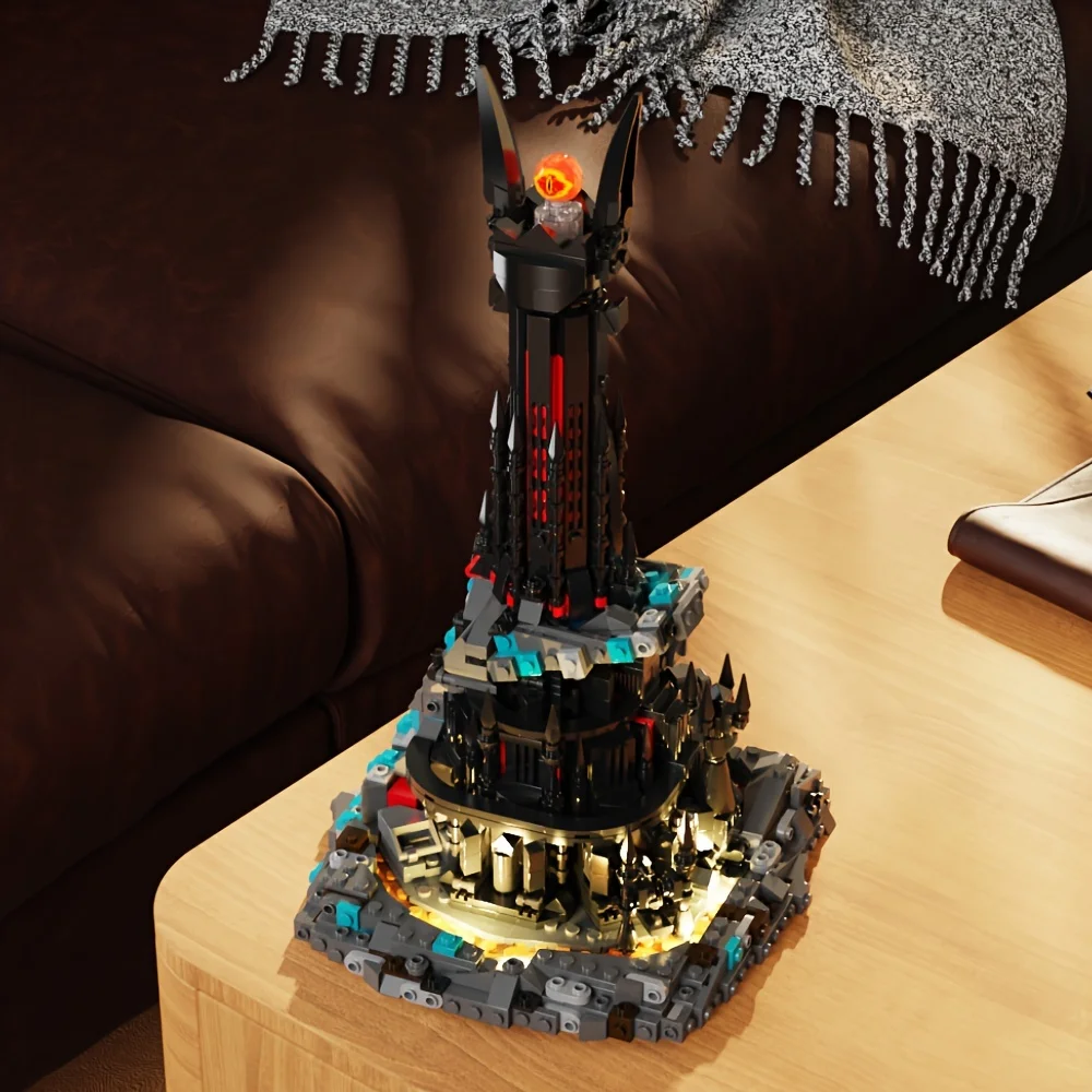 784 pçs moc senhor anel brilhante castelo arquitetura torre escura bloco de construção conjunto com iluminação olho jogo fãs presentes para jogador
