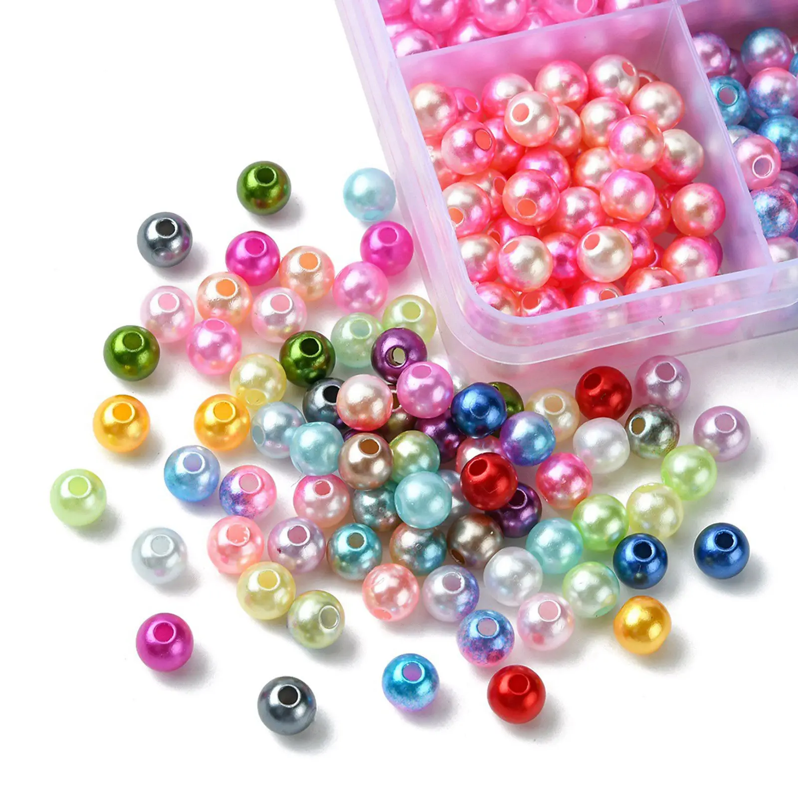 

1 Box Mixed Color Pearled Glass Round Pearl Beads 6mm for DIY Necklace Bracelet Earring Making Jewelry Findings Christmas Gift