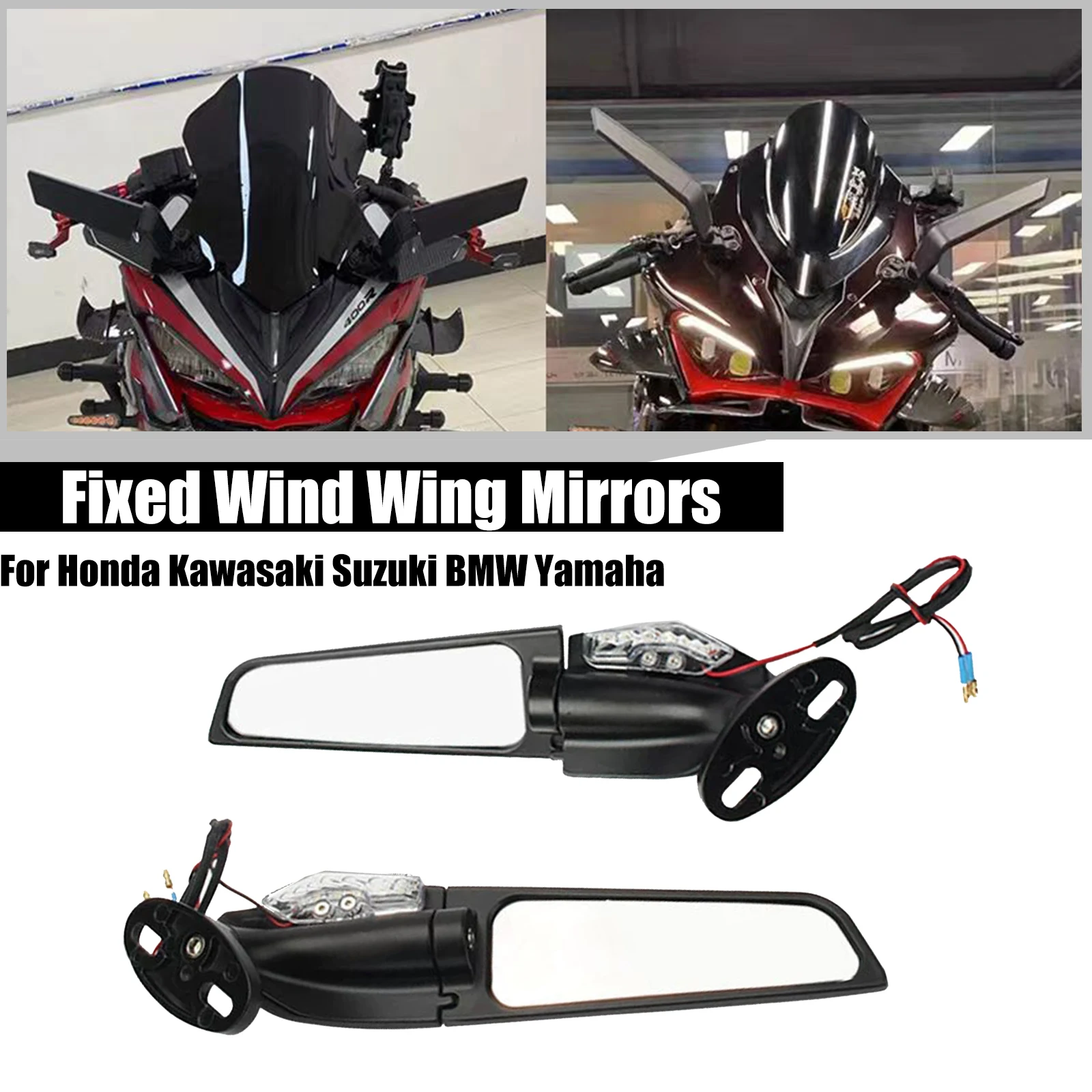 

For Honda CBR650R CBR1000RR CBR600RR CBR 250R 300R 400R Motorcycle Mirror Modified Wind Wing Adjustable Rotating Rearview Mirror