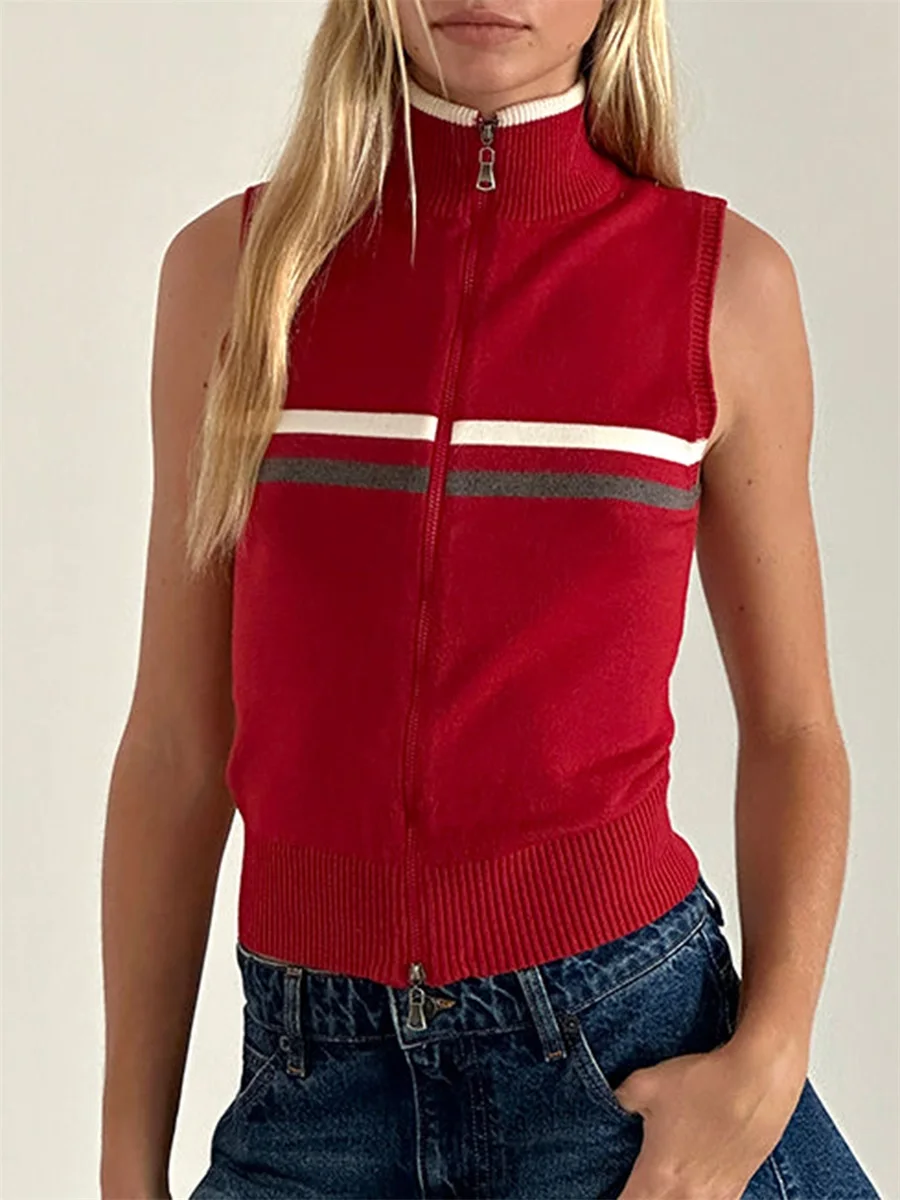 Gilet maglione lavorato a maglia a trecce da donna con scollo a V e dettaglio bottoni senza maniche casual autunno streetwear top alla moda