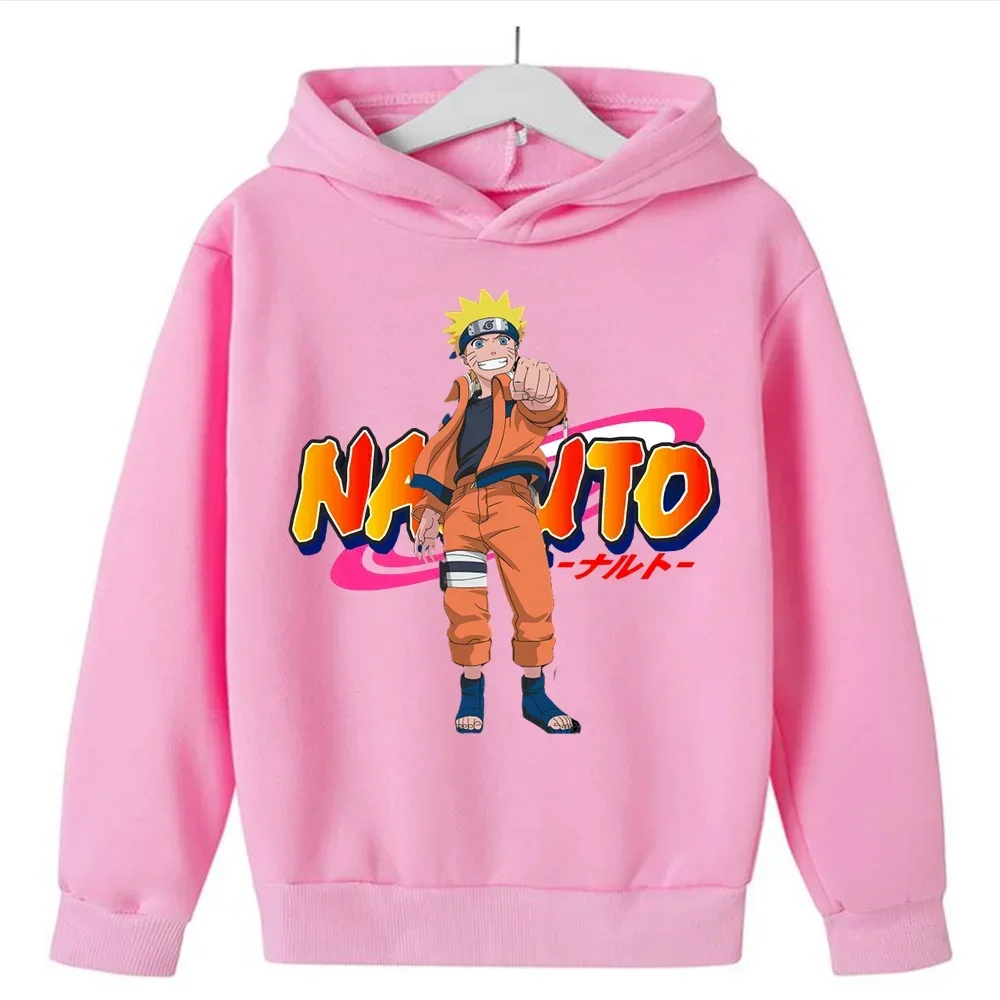 Felpa per bambini con stampa Anime giapponese Naruto Autunno Ragazzi e ragazze Casual Comodo morbido pullover con cappuccio