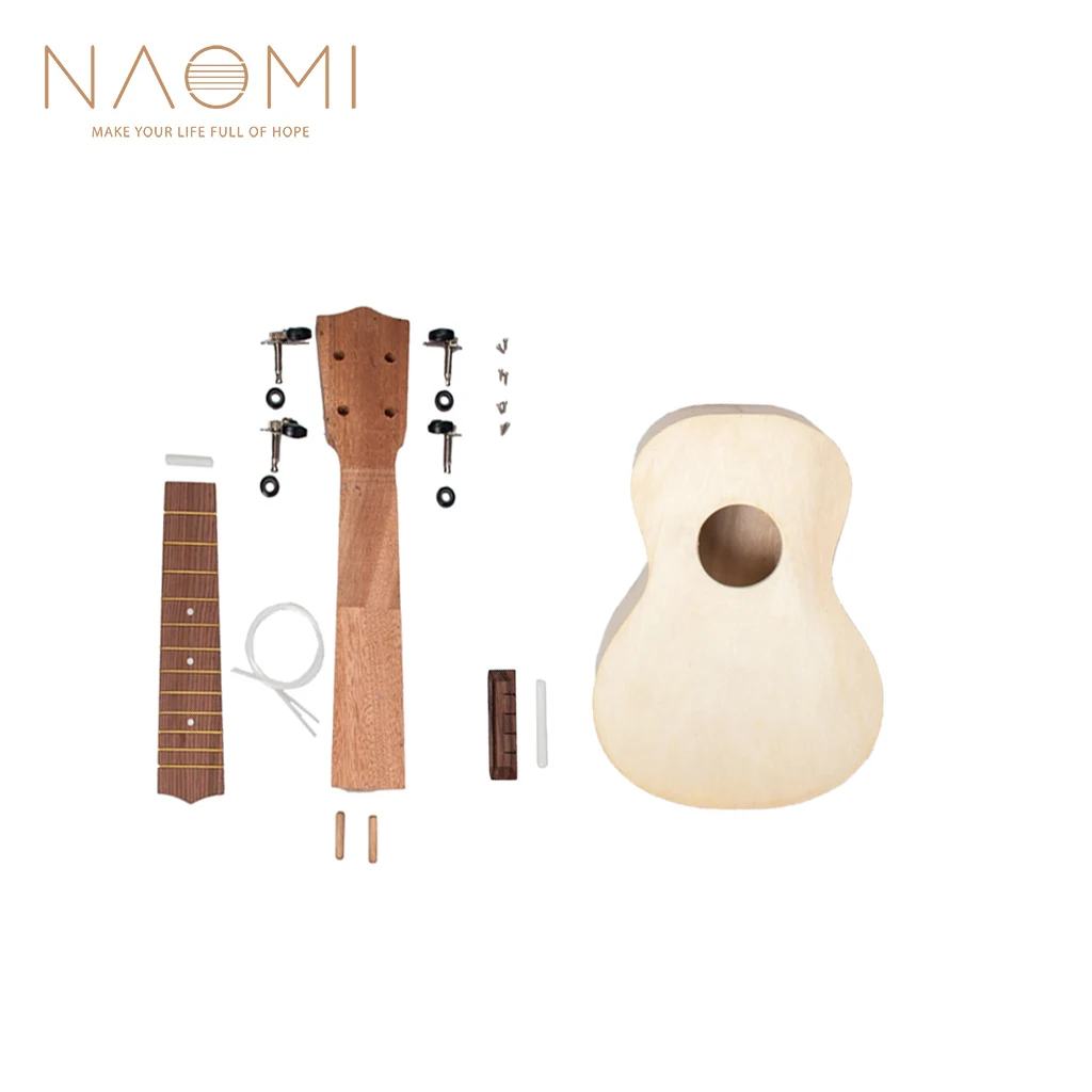 

NAOMI 1 Set 21'' Soprano Unfinished Ukulele DIY Kit Maple Plywood Body Hawaii Guitar Ukulele Handwork SET Support Painting