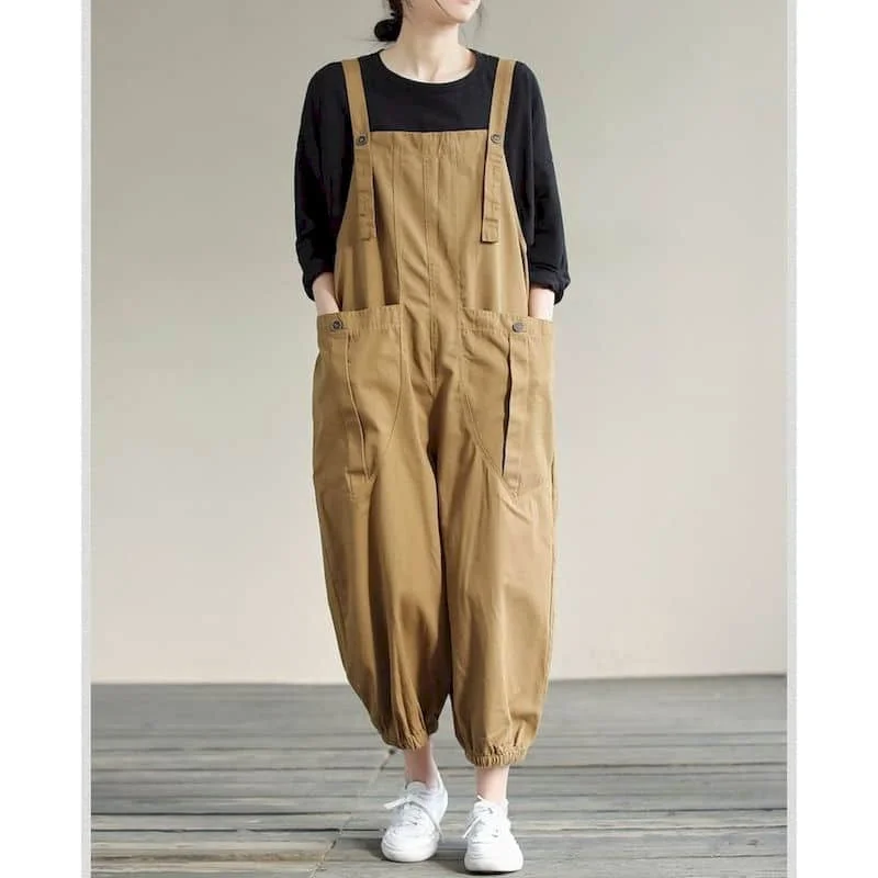 Kombinezony damskie na lato, cienkie, do pracy, luźne, oversize, wyszczuplające, bez rękawów, kombinezony typu playsuit, codzienne, jednolite, z kieszeniami, w stylu vintage, ogrodniczki.