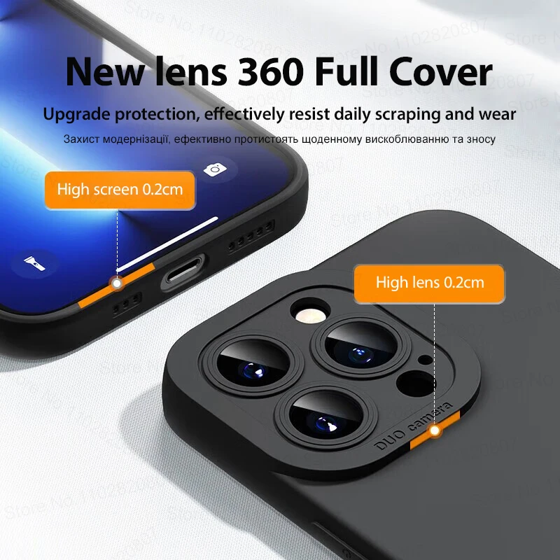 Luxury Lens Protection Shockproof Case For iPhone 15 14 13 12 11 Pro Max Plus Liquid Silicone Cases Soft Cover Phone Accessories image 4