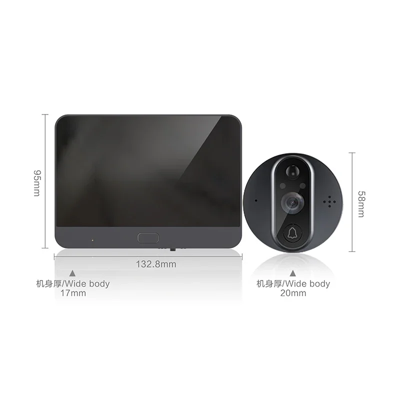 Tuya HD Wifi 4.3-inch Cat-eye Screen Home Security Camera System Smart Surveillance Wireless Video Doorbell Camara