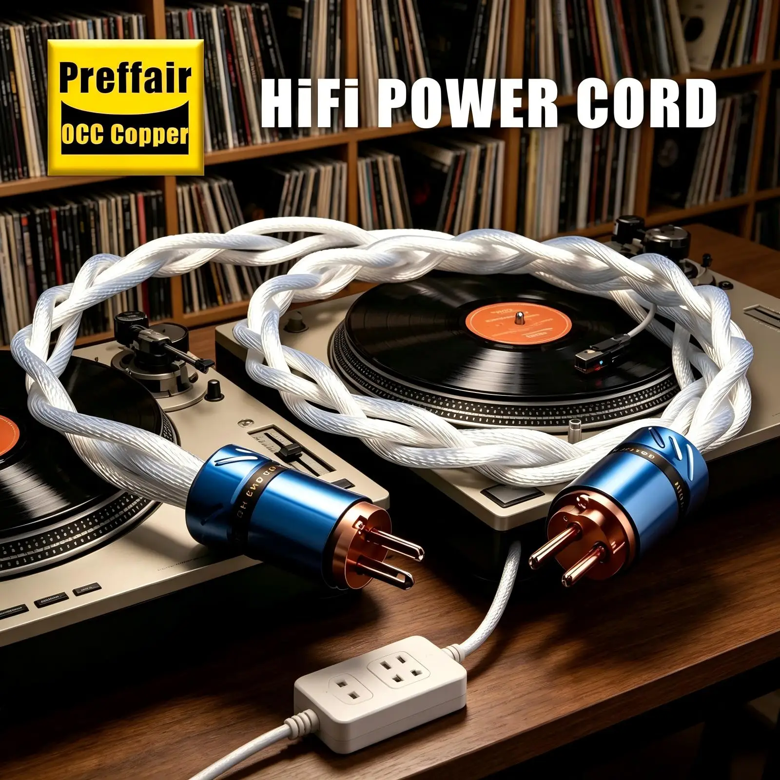 Preffair HiFi X410P101 Power Cable 5N OCC  Silver Plated Wire With Rhodium Plated Plug Audiophiles Audio Cable