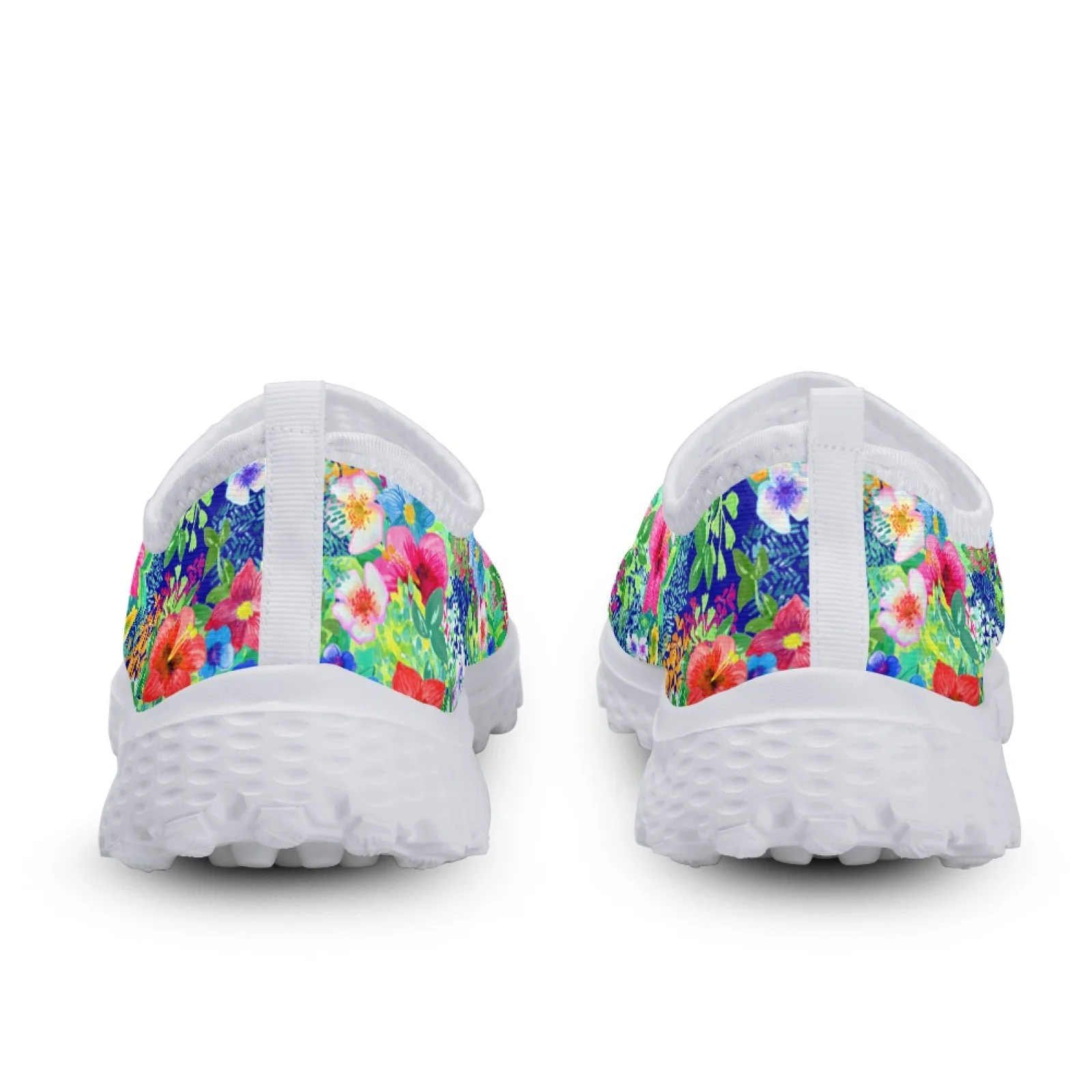 Pretty Tropical Flower Printing Women Flat Shoes Summer Breathable Slip-on Mesh Sneakers Lightweight Loafers Zapatos