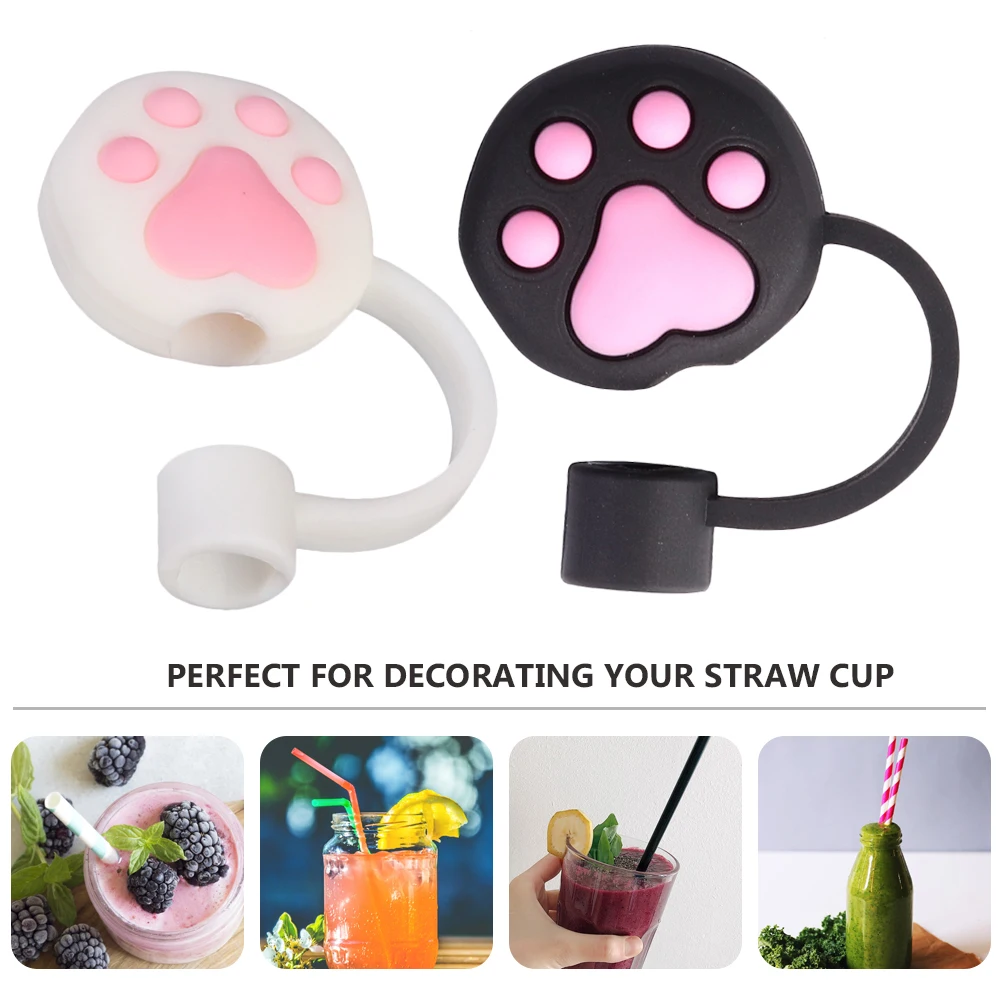 

2 Pcs Straw Plug Reusable Eco friendly 6 8mm Silicone Dust proof Leak proof Travel Straw Cap Protector Kitchen Bar