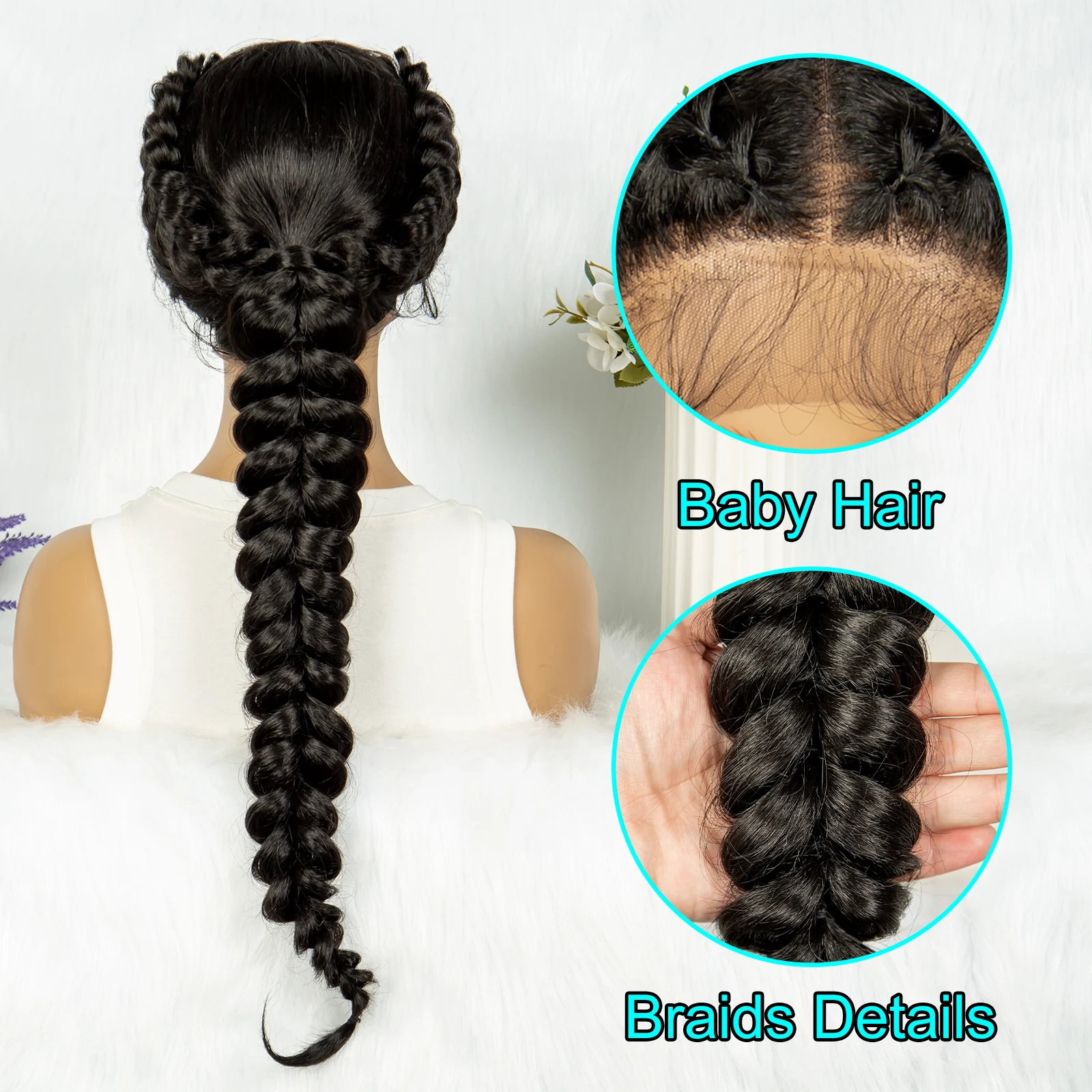 13X4 Lace Front Gevlochten Pruiken Afrika Pruik Synthetische Kant Voorkant Pruik Met Baby Haar Voor Zwarte Vrouwen Pruik Kinky Krullend Haar Pruiken