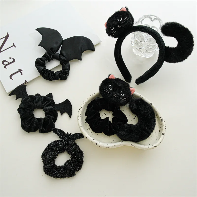 

Cat Hair Accessories Halloween Hair Band Bat Hair Ring Hair Accessories Halloween Dressing Headband Flannel Hair Loop