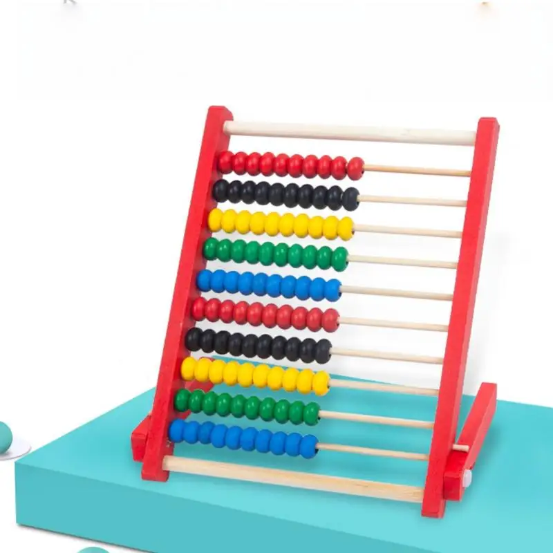 1 pz. Educazione precoce dei bambini Rack di calcolo colorato Dieci giocattoli di legno Sussidi didattici Montessori Abaco Rack regalo