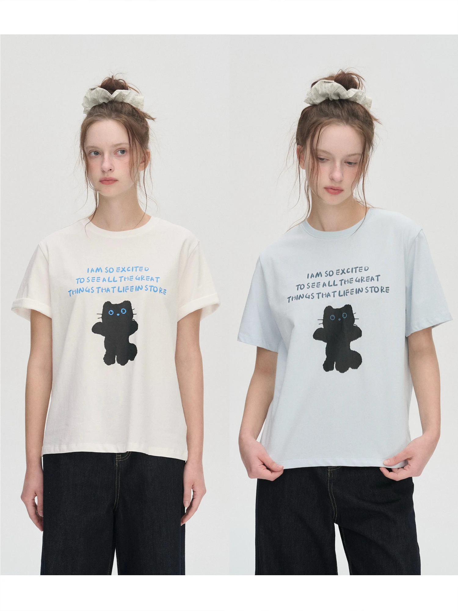

Футболка Enroute Cute Little Black с буквенным принтом, с коротким рукавом, весенне-летняя, хлопковая, повседневная, для девочек, впитывающая пот