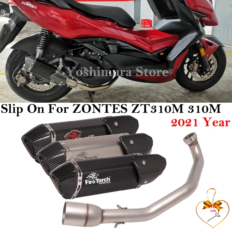 Full Systems For ZONTES ZT310M 310M 2021 Year Motocross Muffler Motorcycle Exhaust Escape Modified Front Mid Link Pipe DB Killer