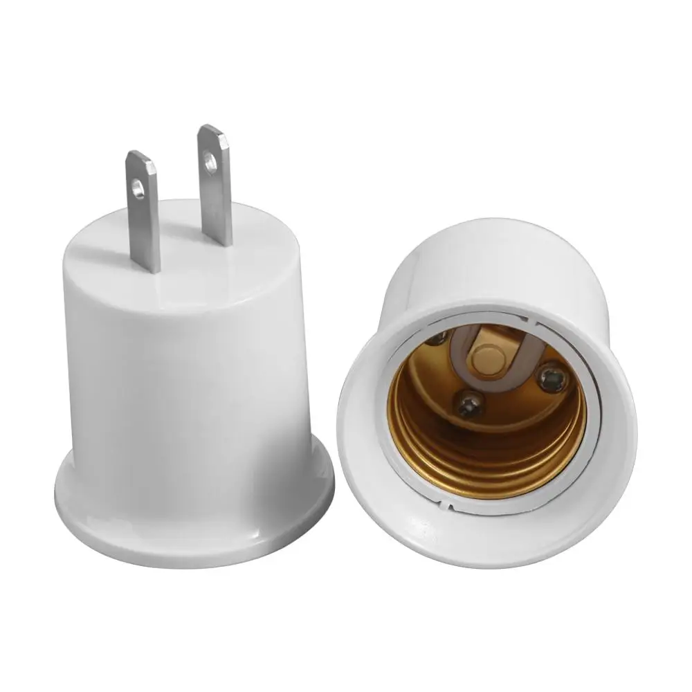 

Adjustable High Temperature Resistant E27 Lamp Base White E27 Bulb Converter EU/US Plug Bulb Adapter Camera